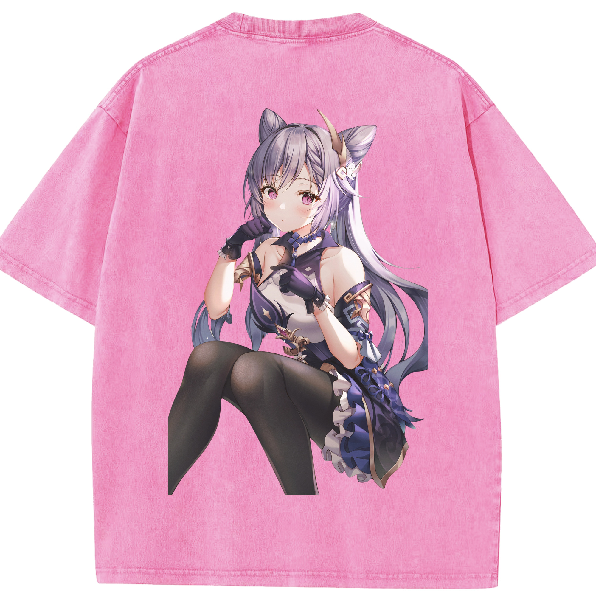げんし神 刻晴 こくせい genshin Kokusei 綿100% ヴィンテージ風 半袖Tシャツ（背面プリント）